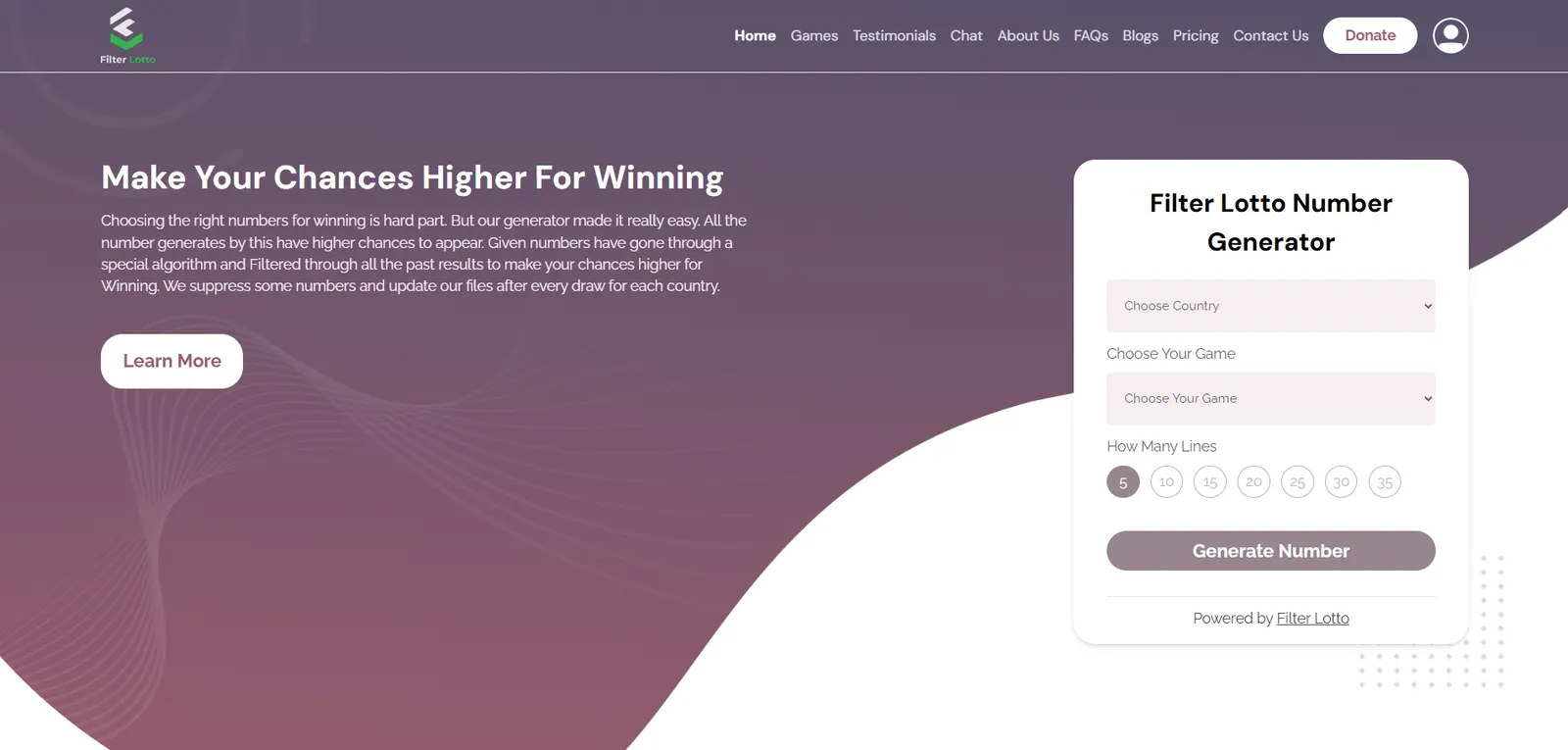 FilterLotto product screenshot